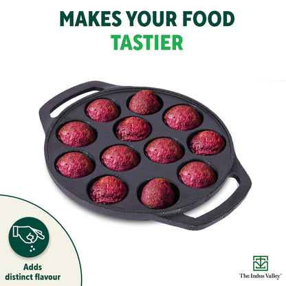 Tosaa Non-Stick Grill Appam 12-Cavity Designer Gas Compatible (Color May Vary) No Lid