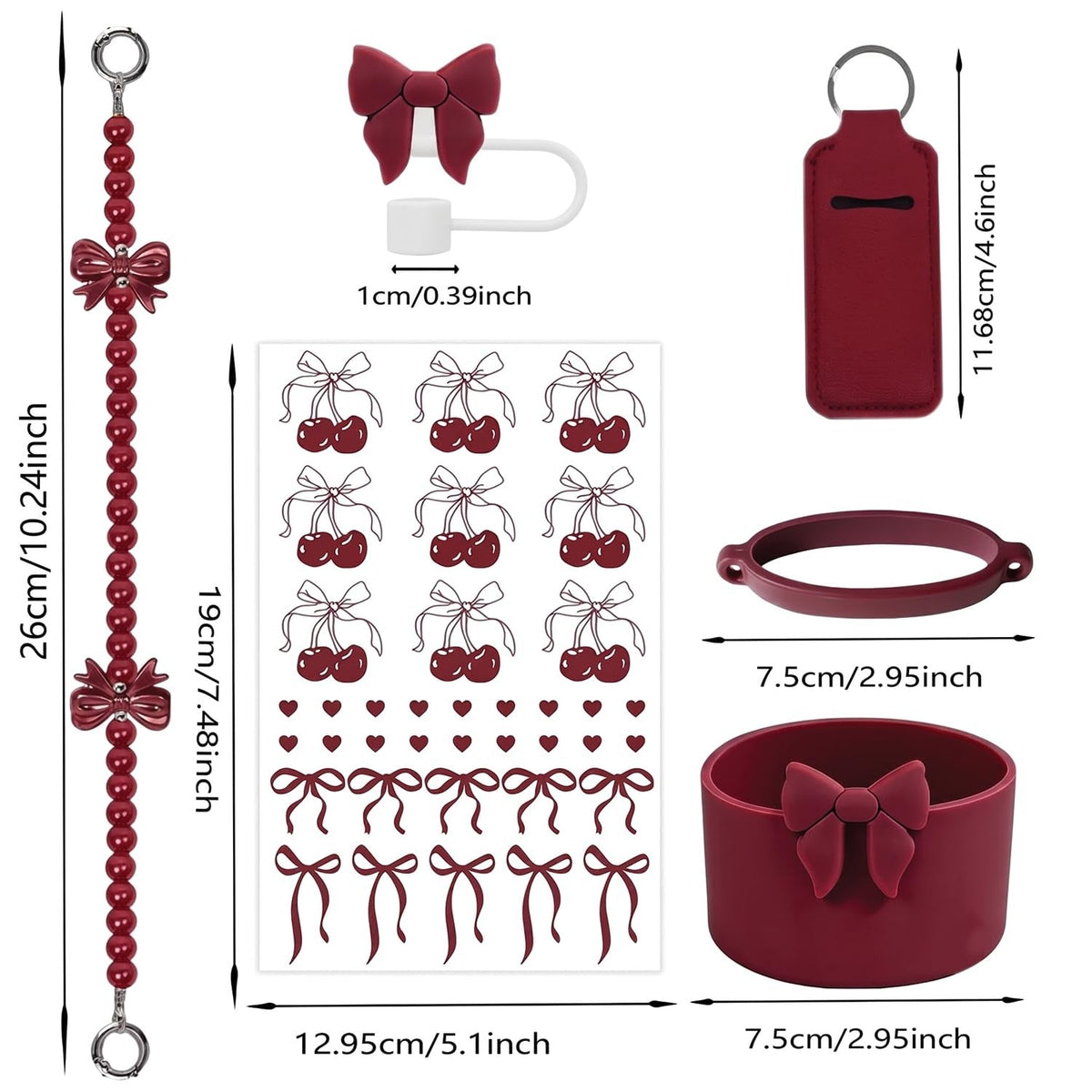 House of Quirk 6 Accessories Set Silicone Straw Cover, Cup Boot, Handle Chain, Handle Strap, Sticker 40oz & 30oz Tumbler