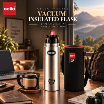 CELLO Instyle Stainless Steel Flask with Jacket 1000 ml Black