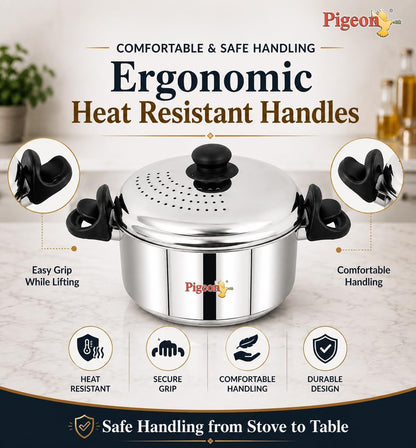 Pigeon Stainless Steel Strainer Mate Without Glass Lid (3.7 Liter)