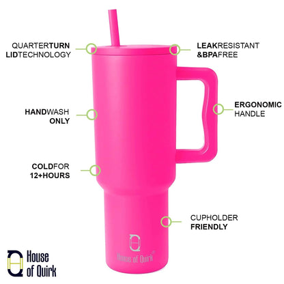 House of Quirk 1200ML Custom Name Tumbler - Multicolor: Flamingo