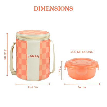 Borosil Larah ColorMate Vertical Round Lunch Box Pink Set of 3 (400ml each)
