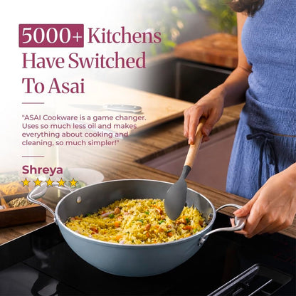 Asai Ceramic Non Stick 3 Pc Cookware Set - Blue