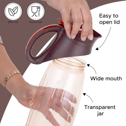 Nayasa Aviator 1650 ml BPA Free Leak Proof Plastic Water Jug - Brown