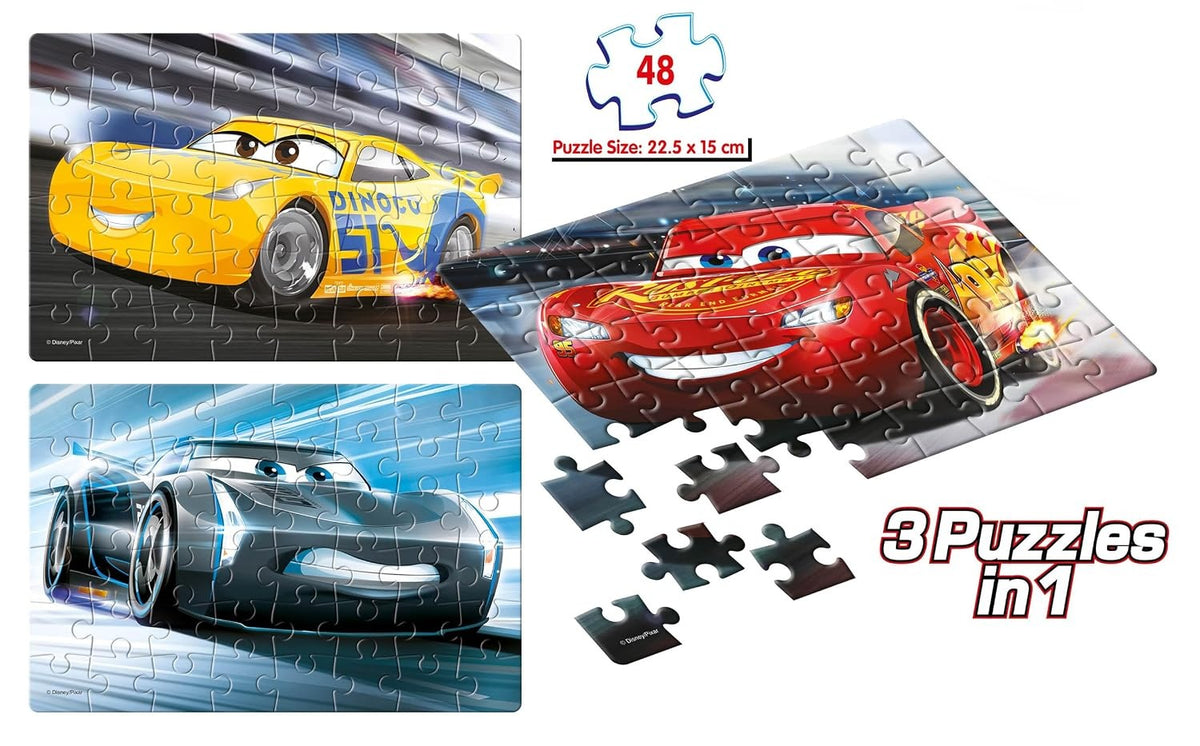 Frank Disney Pixar Cars 3 (48 Pieces) 3 in 1 Jigsaw Puzzle for Kids