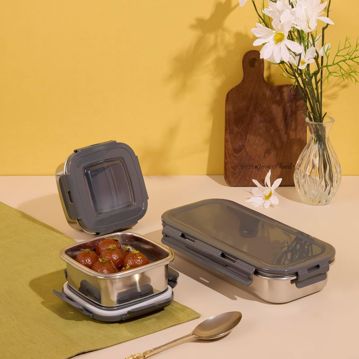 Nayasa Eco Duplex 3 Stainless Steel Office Lunch Box Set