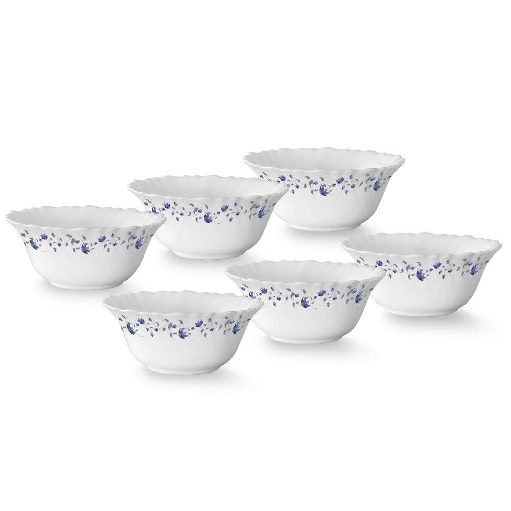 Larah by BOROSIL Opalware Floral Bowl - Set of 6, White