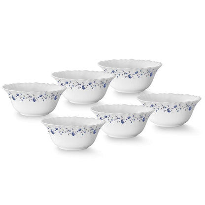 Larah by BOROSIL Opalware Floral Bowl - Set of 6, White