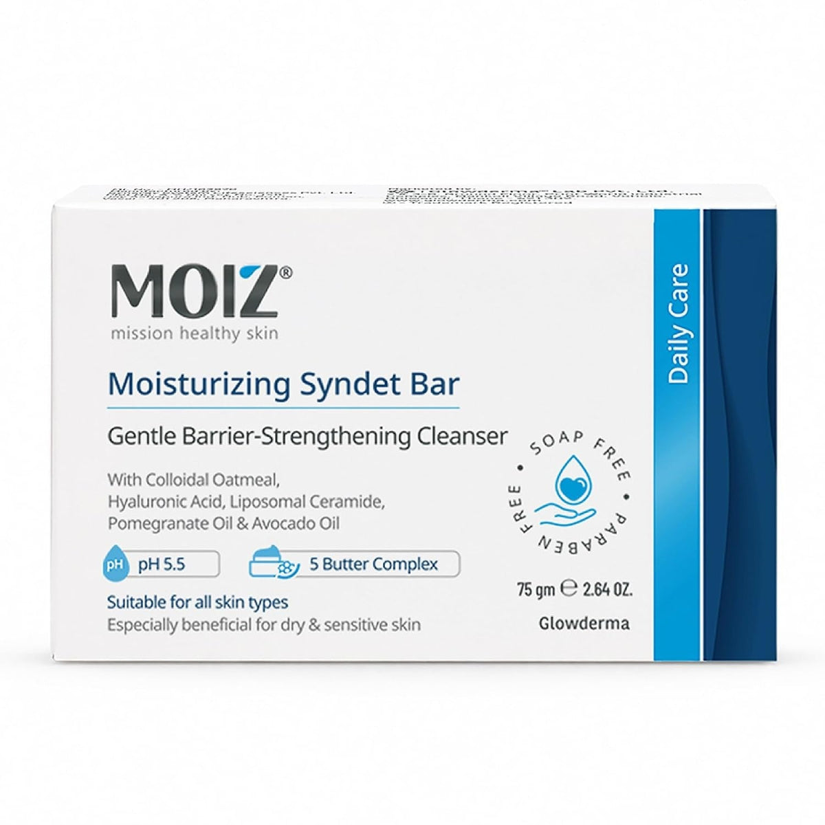 Moiz Syndet Bathing Bar pH 5.5 With Shea Butter, Aloe Vera & Vitamin E  - 75 Gms