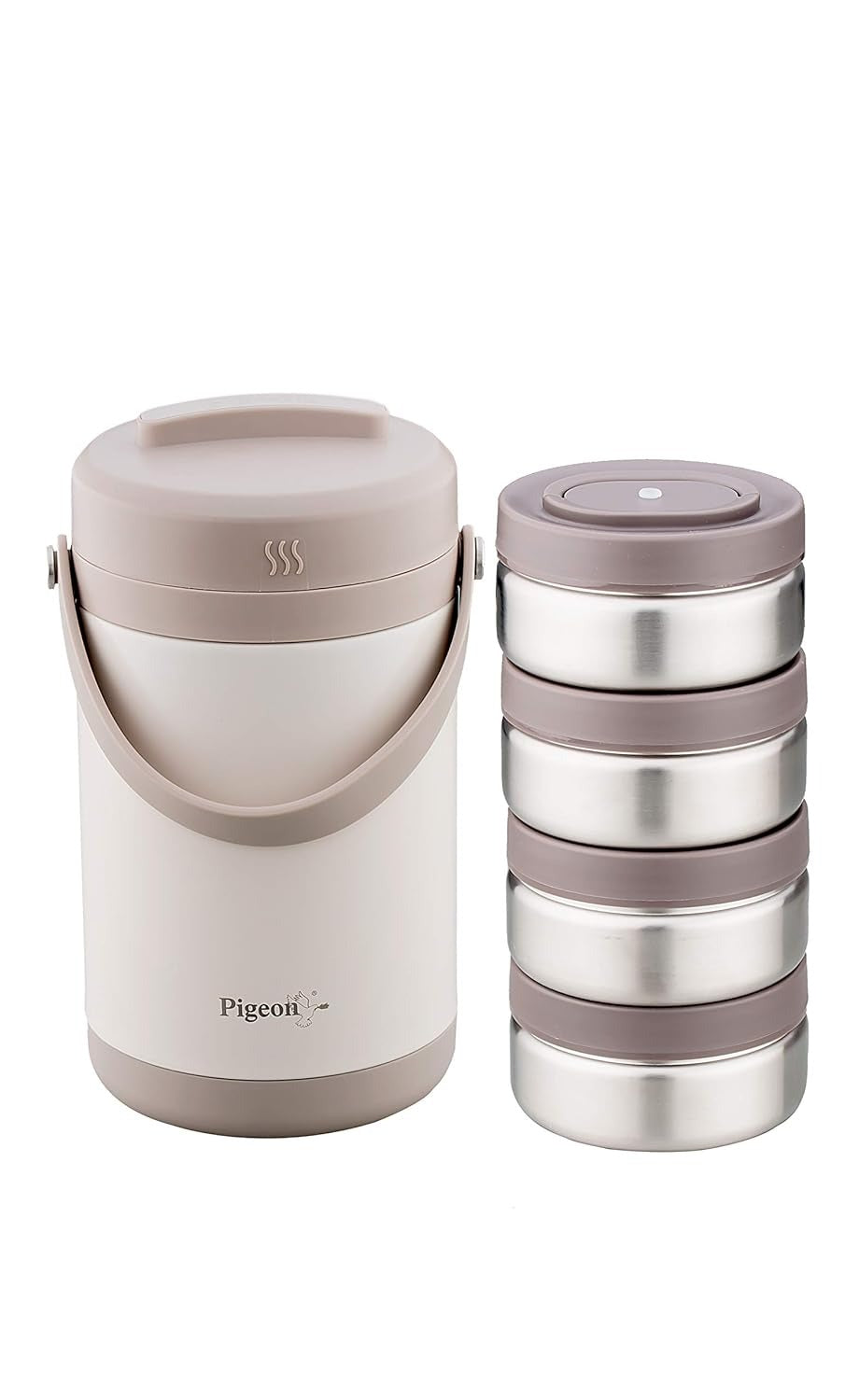 Pigeon-Fusion Vacuum Insulated Stainless Steel Lunch Box-4 (Grey)