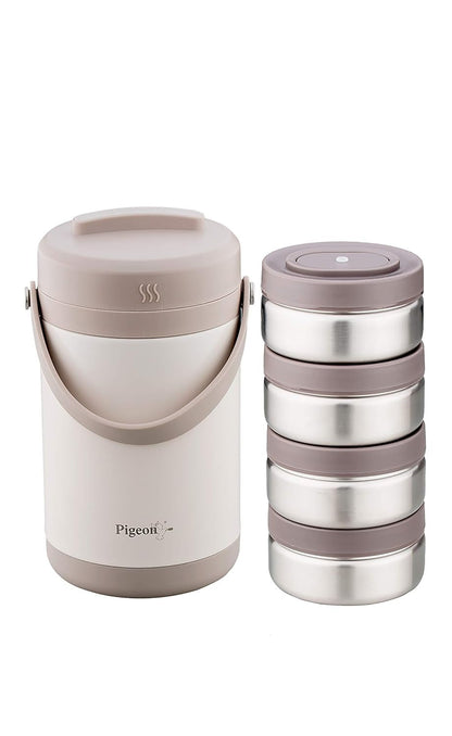 Pigeon-Fusion Vacuum Insulated Stainless Steel Lunch Box-4 (Grey)