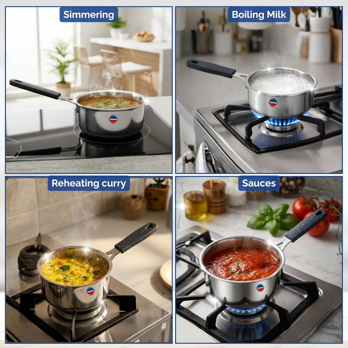 Tosaa Triply Mini Sauce Pan 3-Layer Base for Even Heating Milk Water Tea Pan 1 Cup