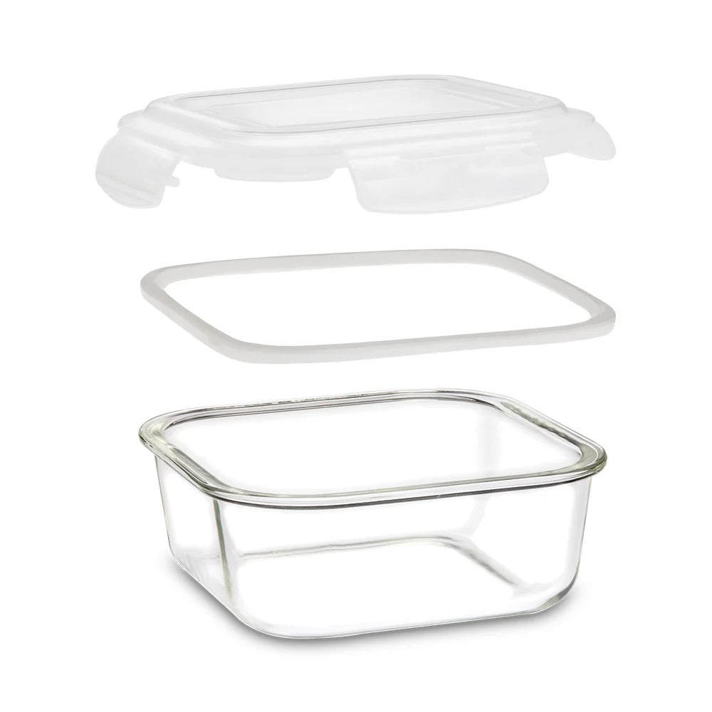 Borosil Klip N Store Square Glass Container Set of 2 (320ml x 2)