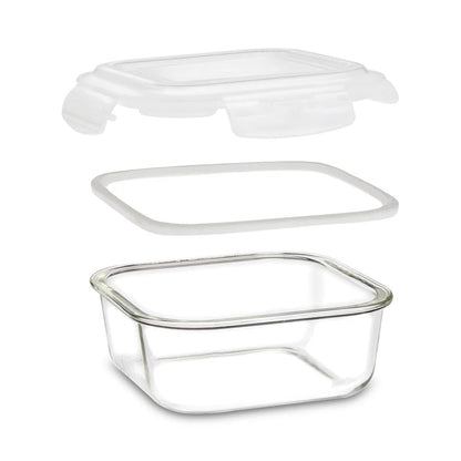 Borosil Klip N Store Square Glass Container Set of 2 (320ml x 2)