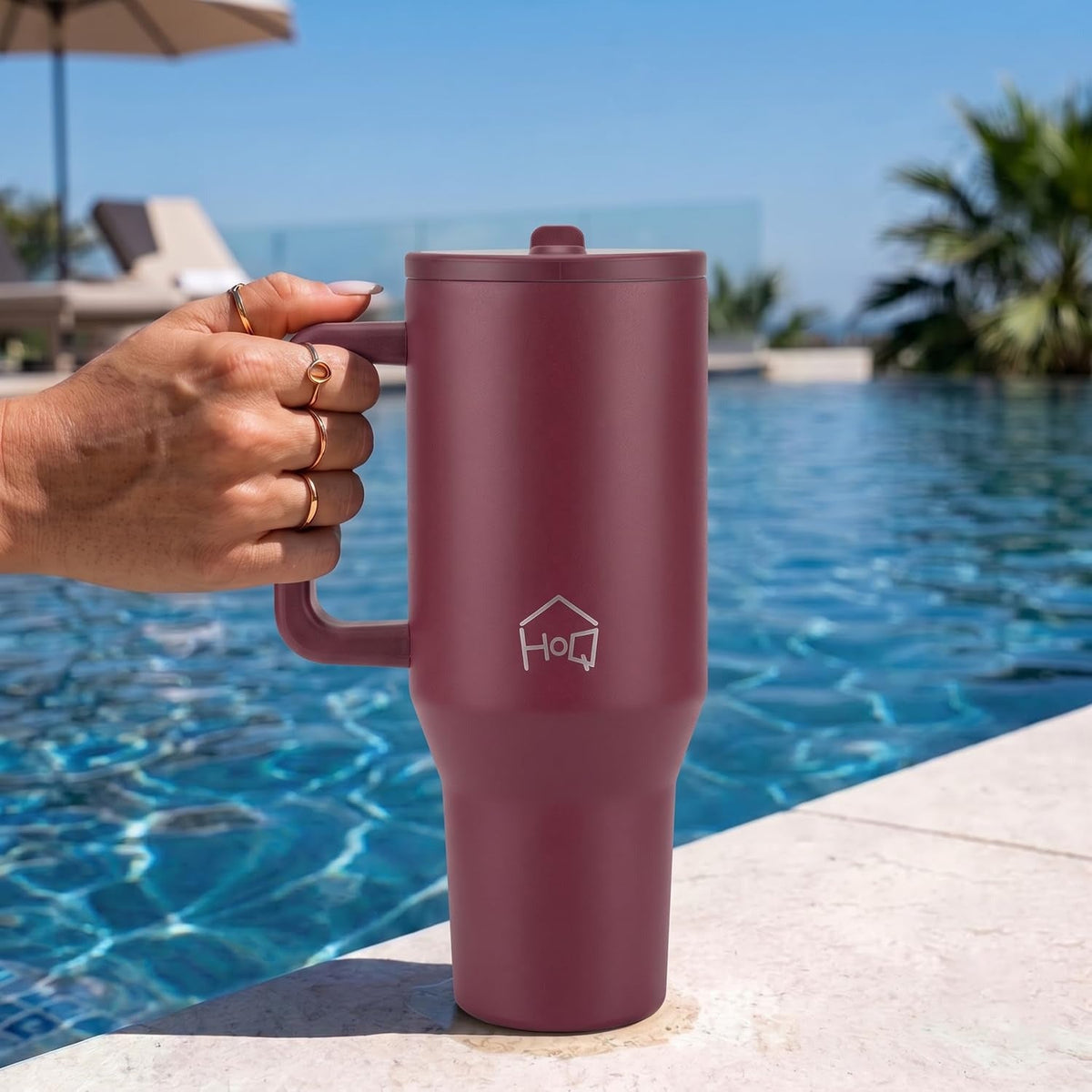 House of Quirk 1200ML Tumbler with Handle - Merlot