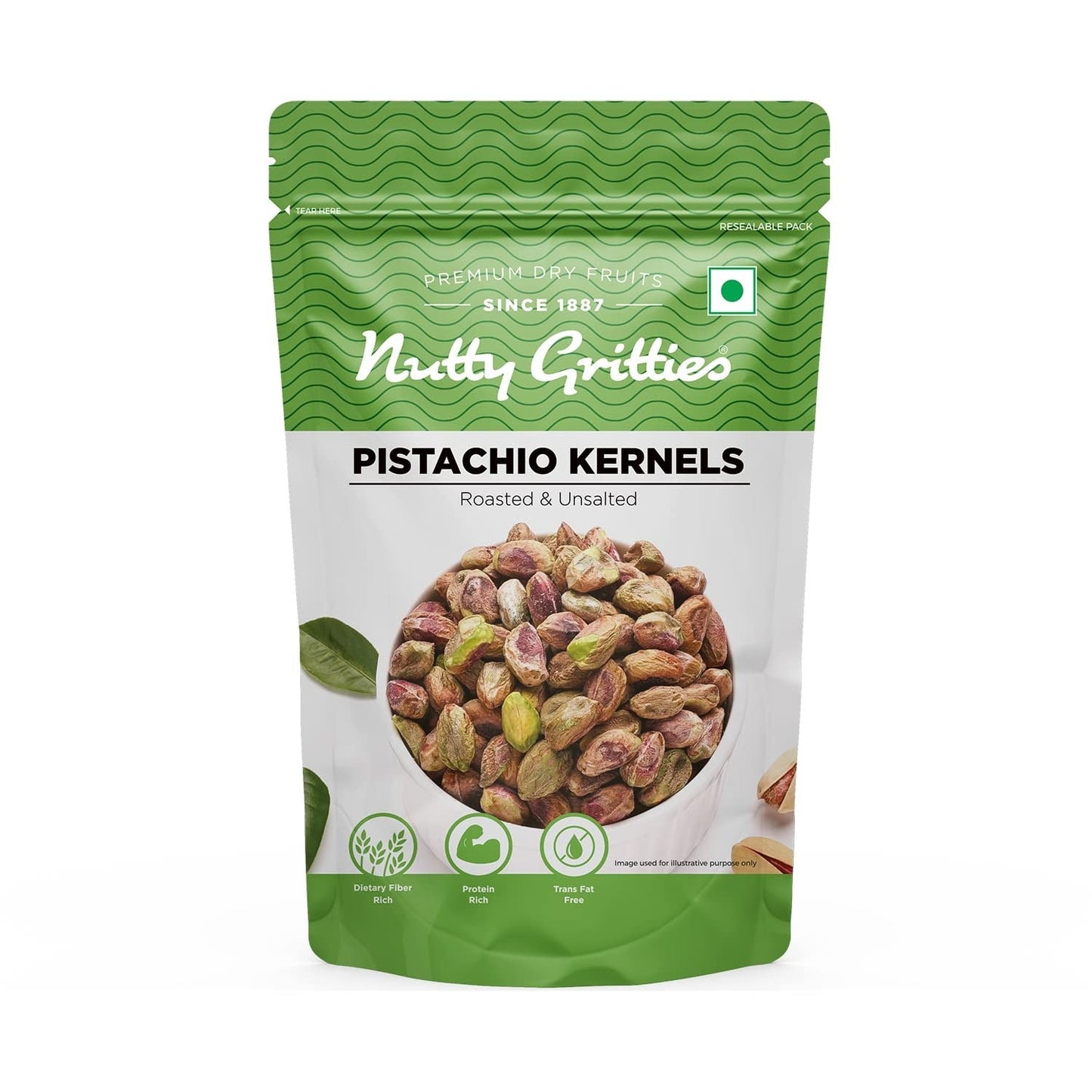Nutty Gritties Premium Pista Kernels Roasted Unsalted - 100g