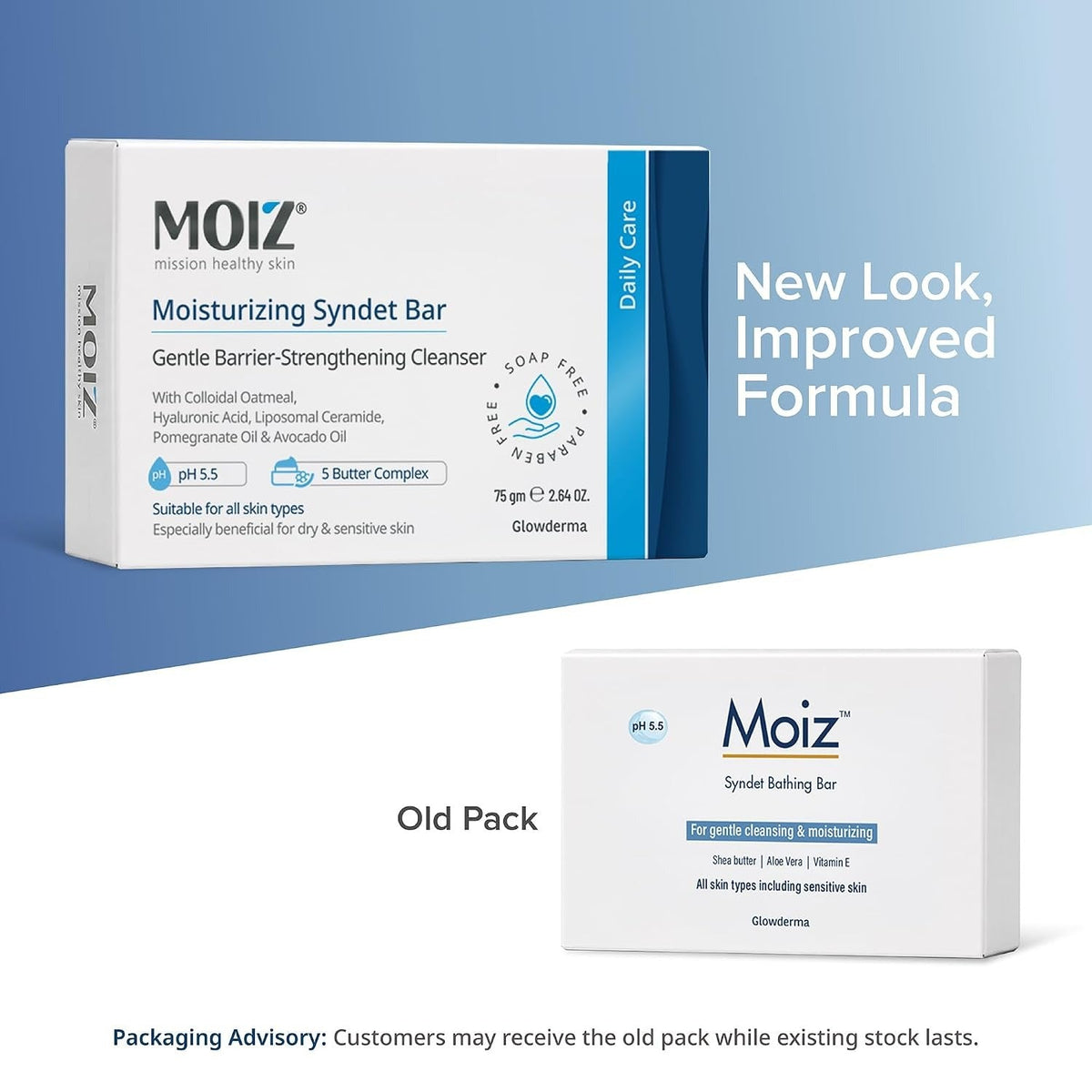 Moiz Syndet Bathing Bar pH 5.5 With Shea Butter, Aloe Vera & Vitamin E  - 75 Gms
