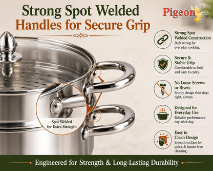 Pigeon Elantra Stainless Steel 2 Tier Steamer Pot Set with Glass Lid