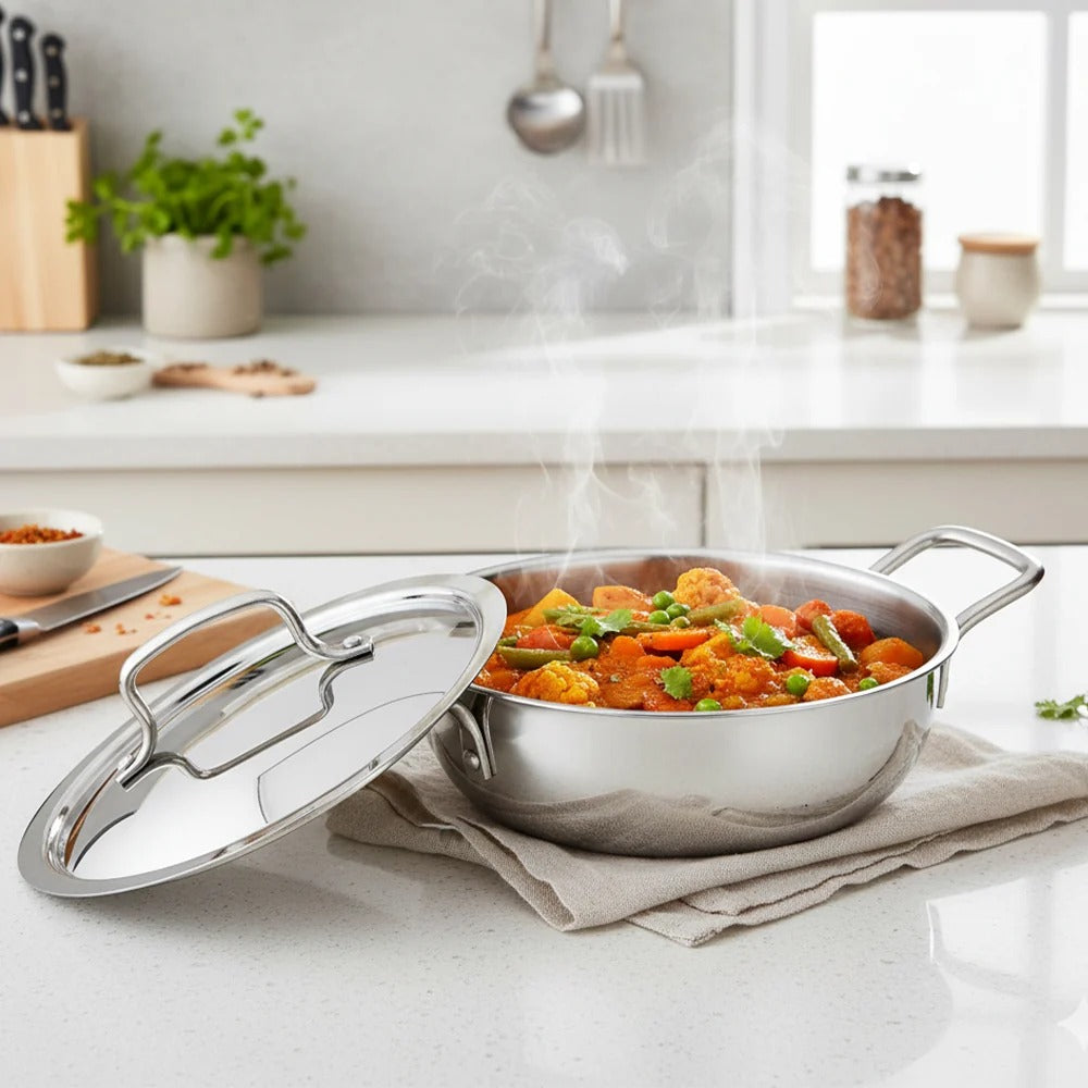 Kraft Futuretec Triply Stainless Steel Extra Deep Kadai Induction Friendly 1.1L