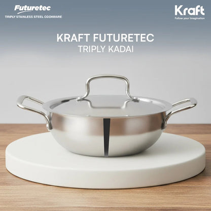 Kraft Futuretec Triply Stainless Steel Extra Deep Kadai Induction Friendly 1.1L
