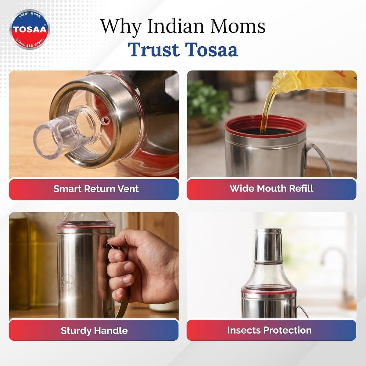 Tosaa Stainless Steel Oil Dispenser 1000ml