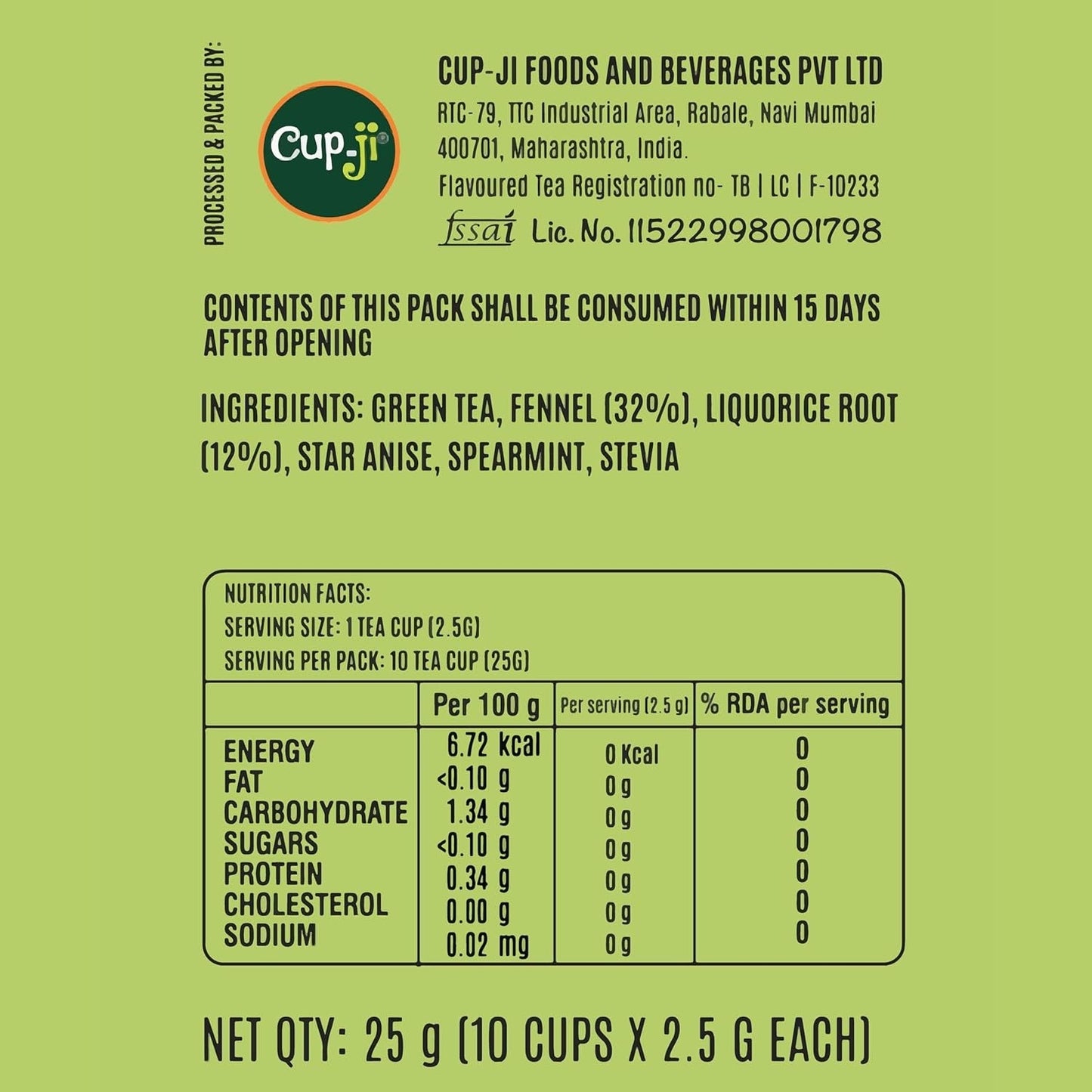 Cup-ji Ready To SIP Fennel Green Tea