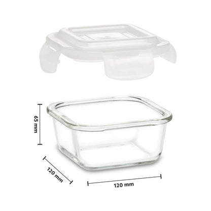 Borosil Klip N Store Square Glass Container Set of 2 (320ml x 2)