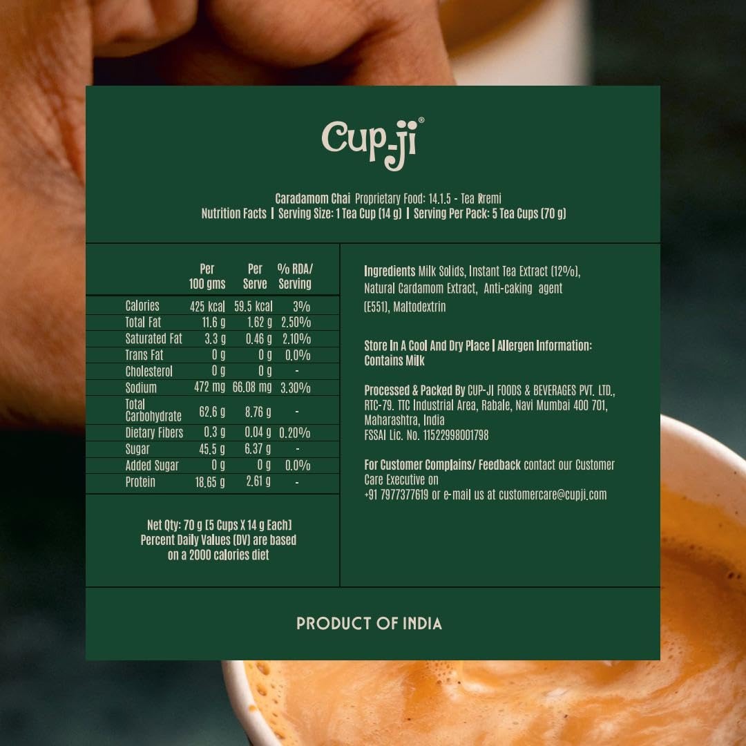 Cup-Ji Cardamom Chai Premix Cups - 7 Cups
