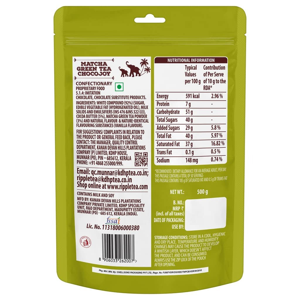 Ripple Matcha Green Tea Chocojoy - 500gm