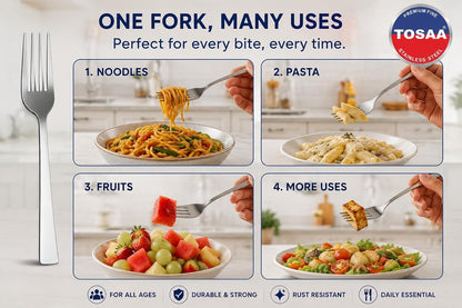 Tosaa Baby Fork Royal Plain 16G Pack of 6 Stainless Steel