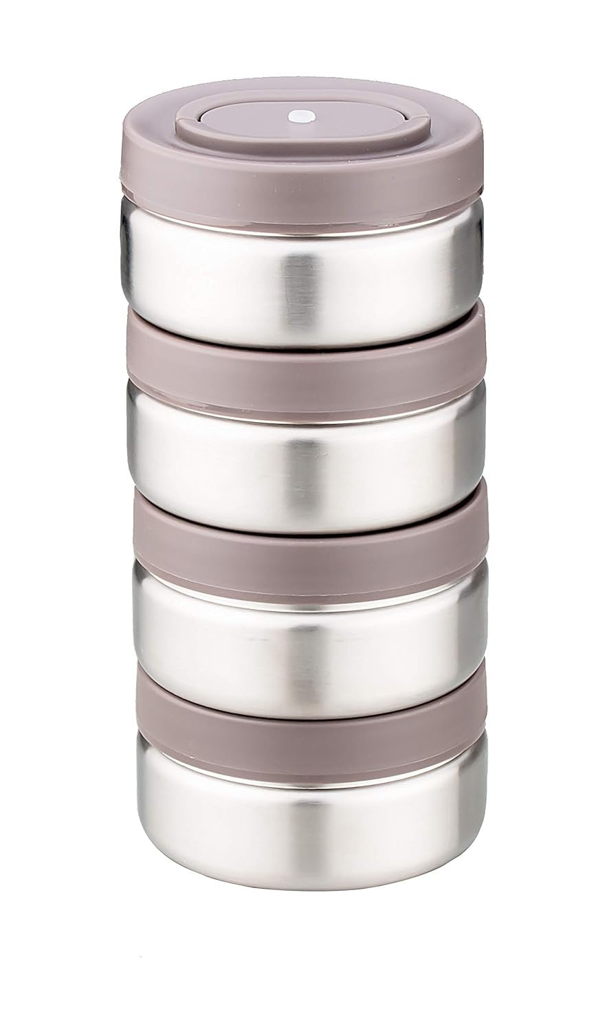 Pigeon-Fusion Vacuum Insulated Stainless Steel Lunch Box-4 (Grey)