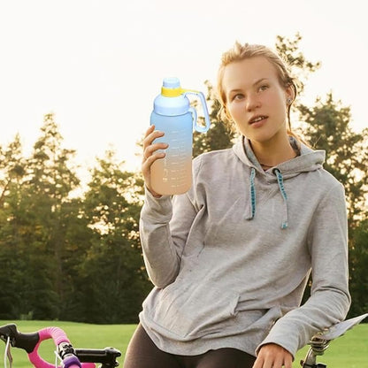 House Of Quirk Water Bottle With Straw, Sports Water Bottles  (Blue/Orange 1.8Litre)