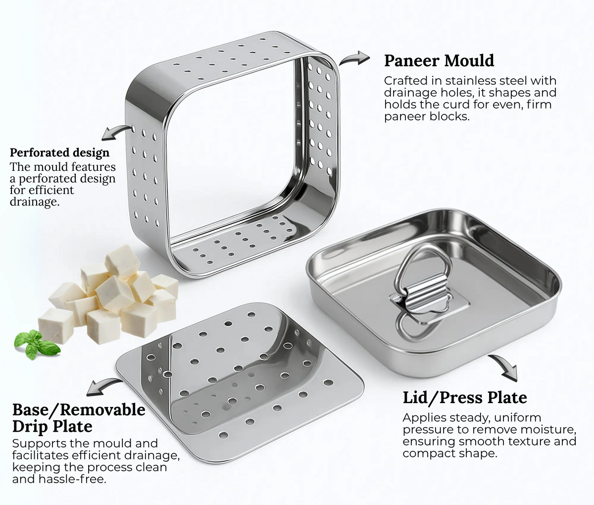 Kraft Stainless Steel Square Paneer Maker