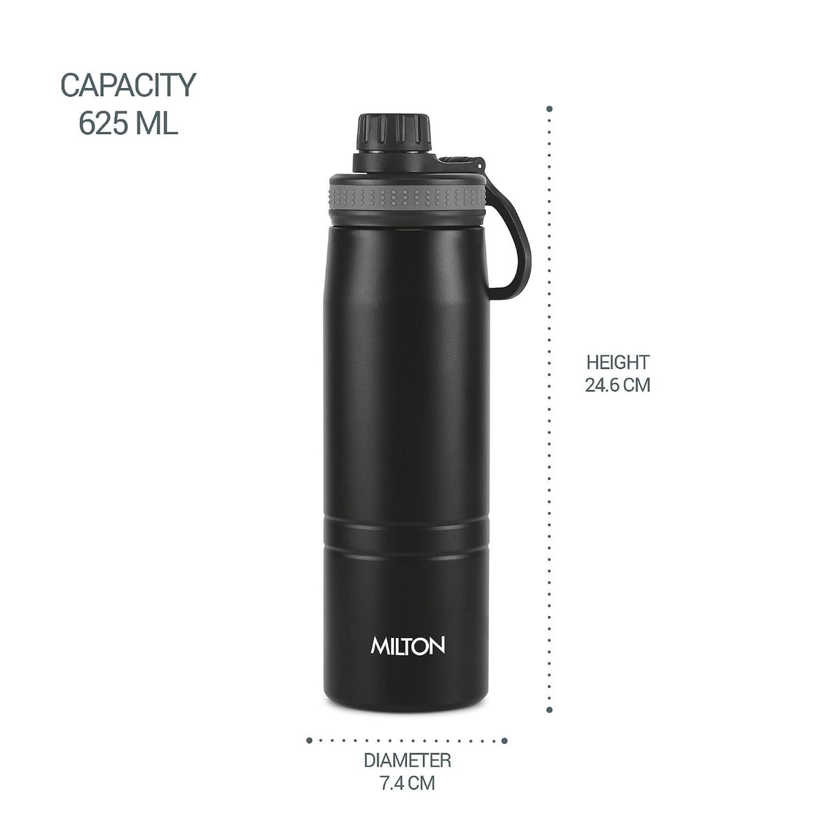 Milton Sparkle 600 Thermosteel Water Bottle - Black