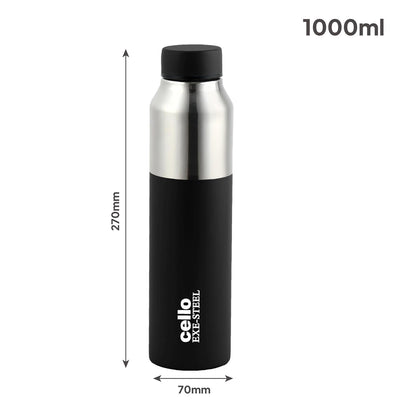 CELLO Arctic Stainless Steel Water Bottle for Office & Daily Use 1000 ml Black