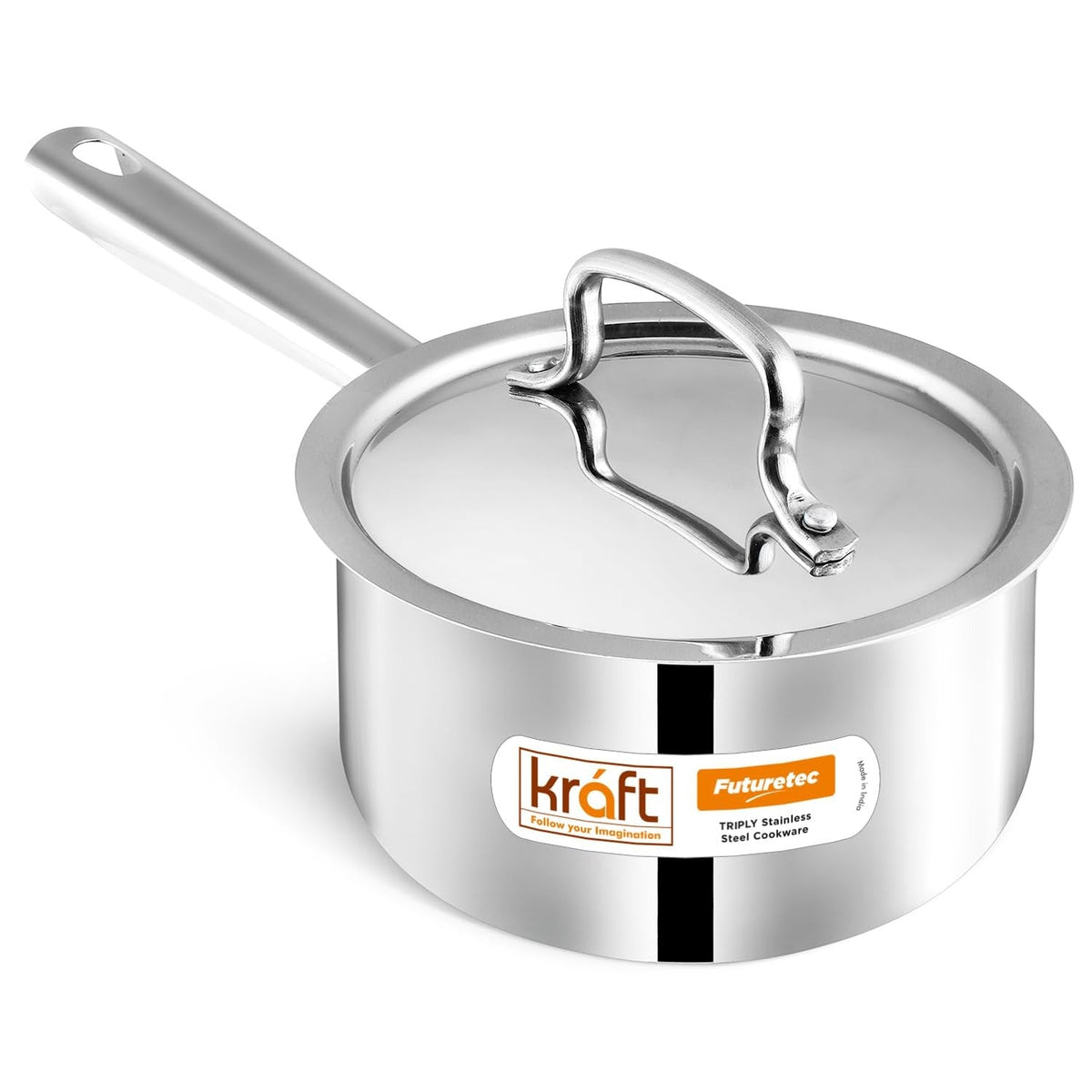 Kraft- follow your imagination Futuretec Triply Stainless Steel Cookware Saucepan With Lid - 1.2 Litre