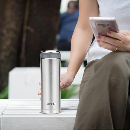 Milton Optima 500 Thermosteel Hot and Cold Flask, 450ml, Silver