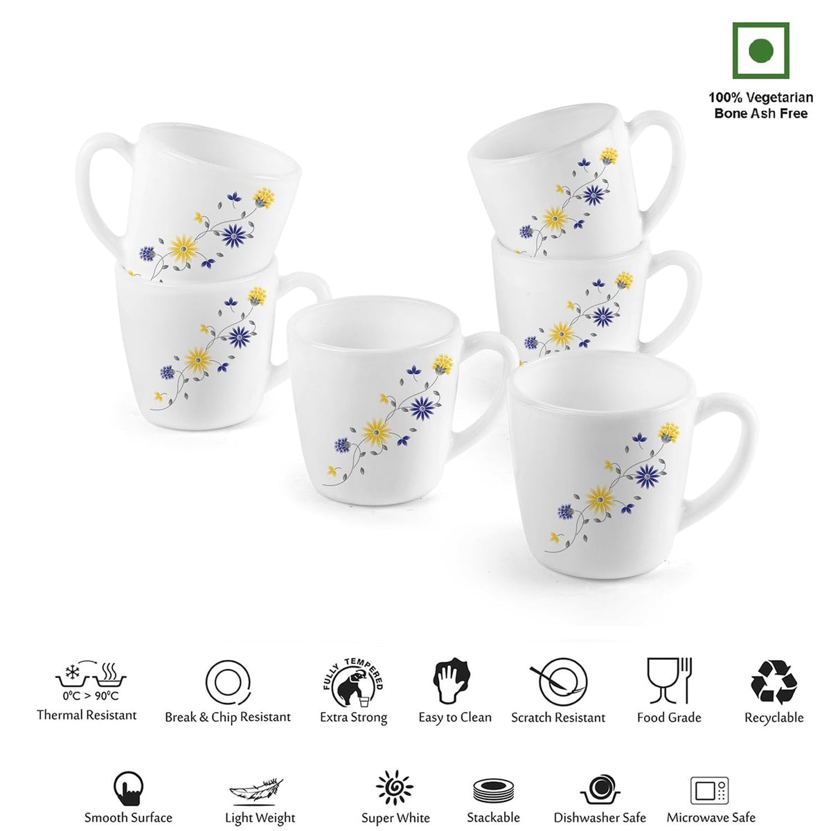 CELLO Ricca Mug 6 Pcs Set - 100ml