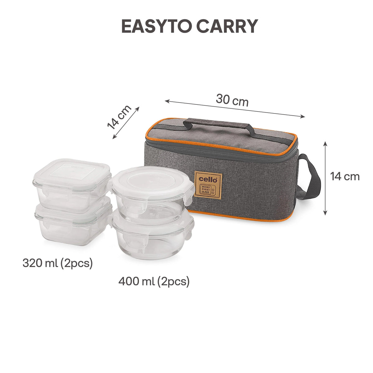 Cello Royale Glass Lunch Box Set of 4