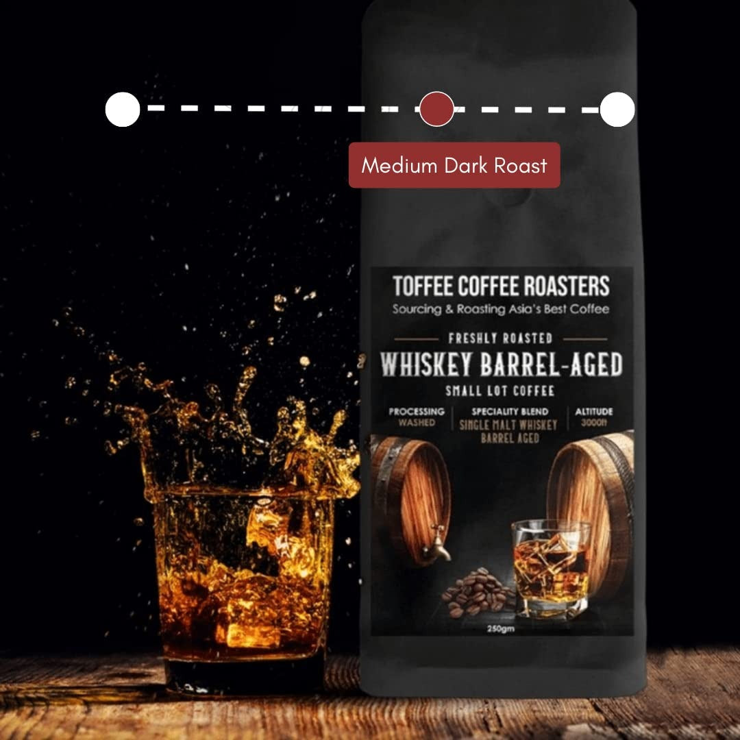 Toffee Coffee Roasters Single Malt Whiskey Barrel Aged Coffee