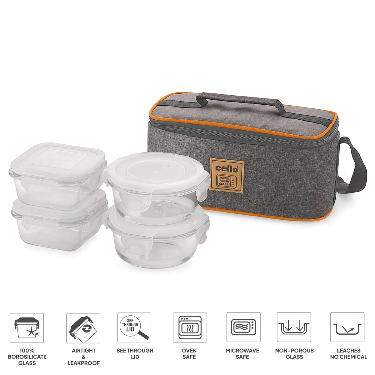 Cello Royale Glass Lunch Box Set of 4