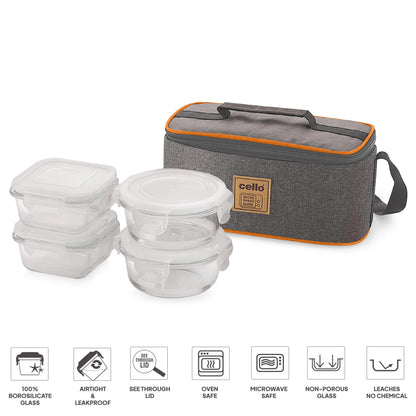 Cello Royale Glass Lunch Box Set of 4