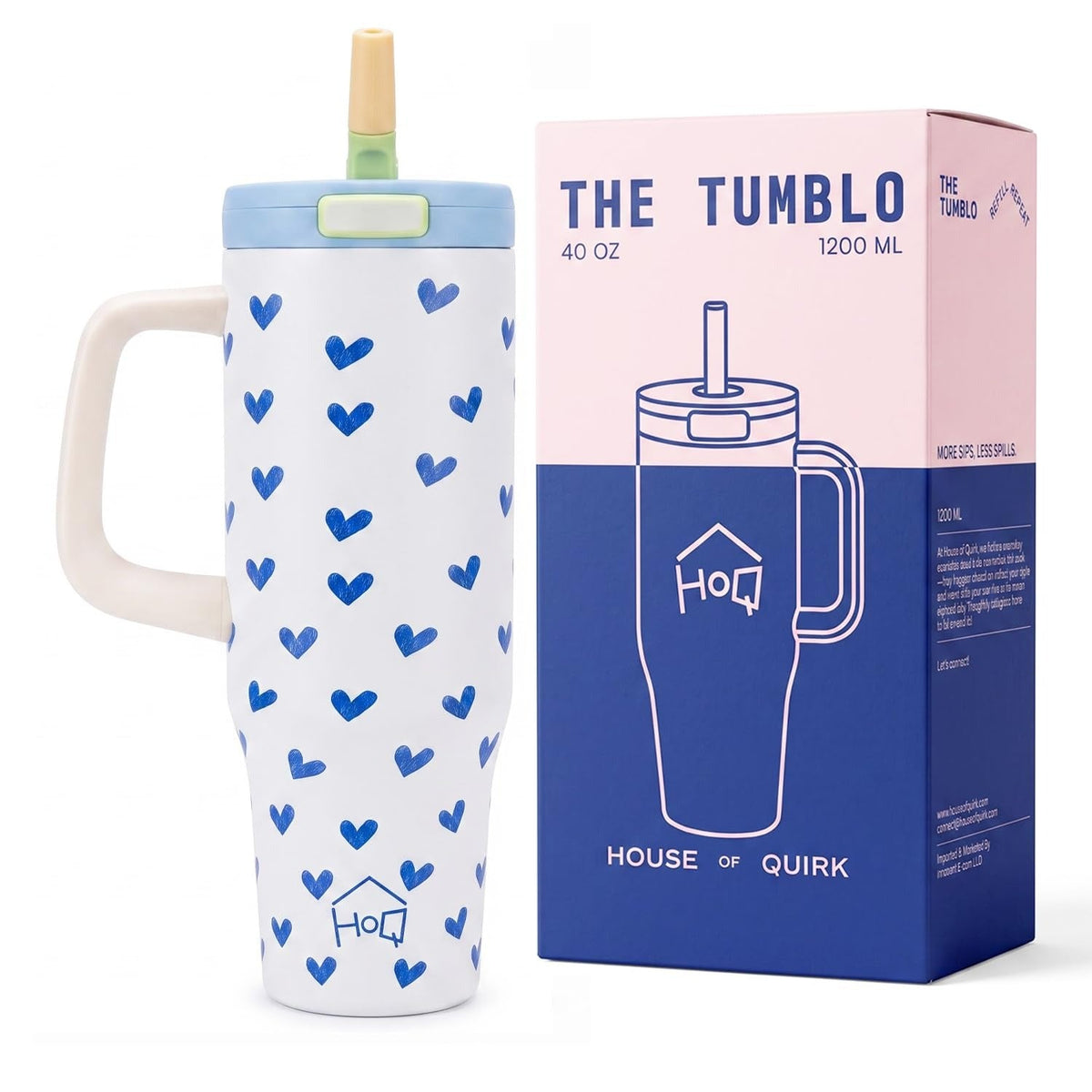 House of Quirk 1200ML Stainless Steel Tumbler -  (True Blue)