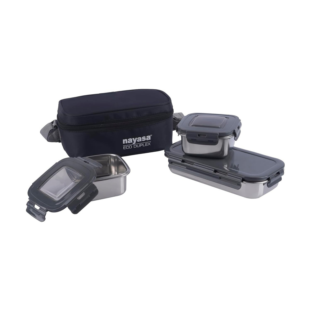 Nayasa Eco Duplex 3 Stainless Steel Office Lunch Box Set