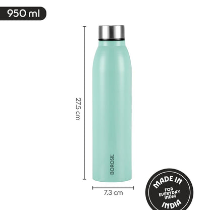 Borosil Glacier Stainless Steel Single Wall Bottle Jade 950ml