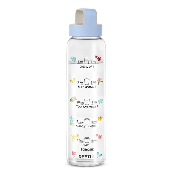 Borosil Neo Glass Bottle SS Lid Wide Mouth 1L
