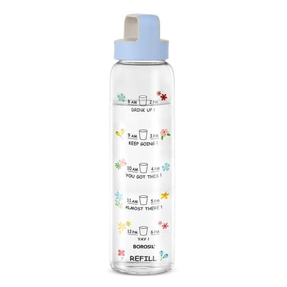 Borosil Neo Glass Bottle SS Lid Wide Mouth 1L
