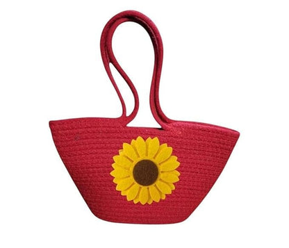 Women's Stylish Straw & Polyester Tote Handbag
