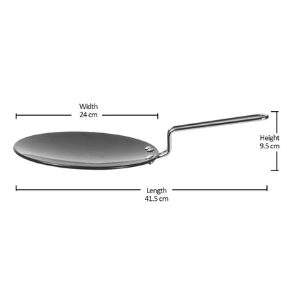 Milton Pro Cook Hard Anodized Tawa, 24 Cm, Dark Grey - 925 gms