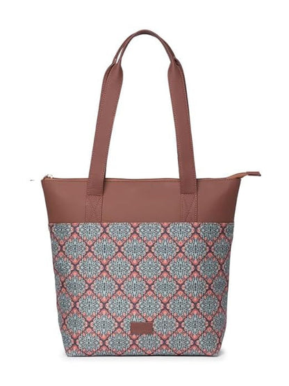 Zouk Printed Women's Jute Handcrafted & Leather Everyday Tote Bag